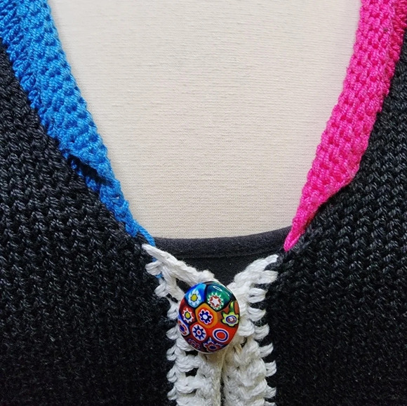 Vintage Ani Barrie Size Large Buttom Up Cardigan Sweater Black - Picture 2 of 12